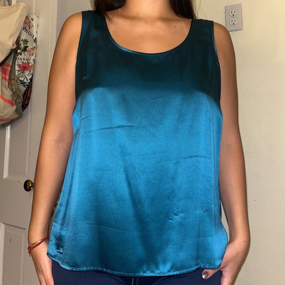 Talbots Teal Satin Tank Top